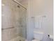 Bright bathroom featuring a glass enclosed shower with a marble look at 1022 Hunley Waters Cir, North Charleston, SC 29405