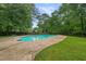 In-ground pool in a large, private backyard surrounded by mature trees at 105 Londonderry Rd, Goose Creek, SC 29445