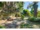 Lush backyard with seating area, mature trees offering shade, and privacy fence create an inviting outdoor area at 1081 Groves Manor Ct, Mount Pleasant, SC 29464
