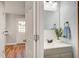 Half bathroom with a gray vanity and decorative plant on the countertop at 137 Ashton Dr, Goose Creek, SC 29445