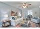 Inviting living room with a cozy sofa, stylish decor, and a ceiling fan at 137 Ashton Dr, Goose Creek, SC 29445
