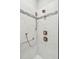 Shower featuring white marble tile with gray accents and dual shower heads at 1510 Old Rosebud Trl, Awendaw, SC 29429