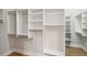 Customized walk-in closet, fully equipped with shelving, hanging racks, and wire storage baskets at 1510 Old Rosebud Trl, Awendaw, SC 29429