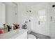 Modern bathroom features a glass shower, black fixtures, and a white vanity with a sink at 1537 Tomato Farm Cir, Mount Pleasant, SC 29464