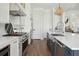 A modern kitchen with stainless steel appliances and a view of the farmhouse style sink and island at 1537 Tomato Farm Cir, Mount Pleasant, SC 29464