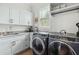 Laundry room with white cabinets, modern appliances, and countertops for folding and sorting clothes at 1537 Tomato Farm Cir, Mount Pleasant, SC 29464