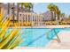 Community pool and deck area surrounded by palm trees and community homes at 207 Somerset Acres Dr, Summerville, SC 29486