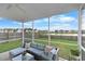 Relaxing screened porch with comfortable seating and serene views of the fenced backyard and lake at 211 Squire Pope Rd, Summerville, SC 29486