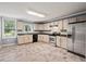 A kitchen with light gray cabinets, stainless steel appliances, and gray walls at 225 Baxter Ln, Walterboro, SC 29488