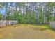 Expansive backyard with towering trees and lush green grass, enclosed by a wooden fence at 260 Sweet Cherry Ln, Summerville, SC 29486