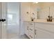 Bathroom featuring a vanity with quartz countertops, black fixtures, and modern flooring at 3118 Vanessa Lynne Blvd, Johns Island, SC 29455