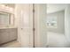 Hall bathroom with gray vanity and tile floors that connects to the bedroom at 331 Fish Creek Ct, Summerville, SC 29486