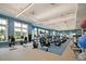 Bright fitness center with modern exercise equipment, large windows, and blue accent walls at 393 Tupelo Lake Dr, Summerville, SC 29486