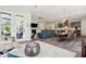 Open-concept living space featuring modern furnishings, a fireplace, and seamless flow to the kitchen and dining areas at 393 Tupelo Lake Dr, Summerville, SC 29486