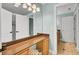 This bathroom features a makeup counter and a walk in shower at 4217 Meadowbrook Ct, North Charleston, SC 29420
