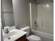 Bathroom with white toilet, vanity, and shower/bath combo at 4804 Oak Haven Pl, Summerville, SC 29485