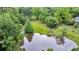 Aerial view of a serene pond surrounded by lush greenery, offering a peaceful and scenic environment at 516 Hope Plantation Ln, Jacksonboro, SC 29452