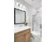 Bathroom featuring a modern vanity, a glass-enclosed shower, and neutral decor at 596 Dunswell Dr, Summerville, SC 29486
