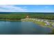 Stunning aerial view of lakeside homes surrounded by lush greenery and clear blue skies at 682 Pontoon Rd, Huger, SC 29450