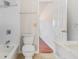 Cozy bathroom featuring a shower-tub combo, white tile, and updated fixtures at 111 Elmwood Ave # A, Ladson, SC 29456