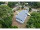Aerial view of a coastal home surrounded by lush greenery, showcasing its gray roof, deck, and yard at 1224 Midvale Ave, Charleston, SC 29412