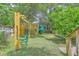 Backyard playground surrounded by lush greenery, perfect for and pets at 13 32Nd Ave, Isle of Palms, SC 29451