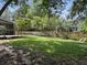 Spacious backyard with a mix of grass and natural areas, bordered by a wood fence at 1317 Wild Olive Dr, Mount Pleasant, SC 29464