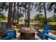 Inviting backyard with fire pit, adirondack chairs, hammock, and tranquil lake views at 1709 Blalock St, Mount Pleasant, SC 29466