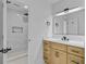 Well-appointed bathroom featuring a modern vanity and an open door to a stylish walk-in shower at 1851 Oleander Ct, Charleston, SC 29414