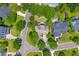 A charming neighborhood featuring well-maintained homes, mature landscaping, and paved roads from above at 2184 Tall Grass Cir, Mount Pleasant, SC 29466