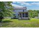 Backyard view of the house featuring a screened-in porch and solar panels at 3073 Penny Ln, Johns Island, SC 29455
