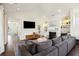 Open-concept living room features a fireplace, modern decor, and a large sectional sofa for comfortable seating at 318 Ripple Park Dr, Summerville, SC 29486