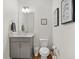 Modern bathroom with a gray vanity, white countertop, and decor art at 4404 Avery Ave, North Charleston, SC 29405