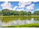 A calm pond surrounded by a tree line and green grass shows the picturesque landscape of this community at 8965 N Red Maple Cir, Summerville, SC 29485