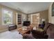 Relaxing living room featuring a brown sofa, carpet and views of the exterior at 102 Ashborough Ave, Summerville, SC 29485