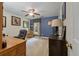 Office features a desk, chair, and bright blue accent wall at 102 Ashborough Ave, Summerville, SC 29485