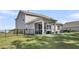 View of the cozy covered back patio and fenced backyard at 1132 Wading Point Blvd, Huger, SC 29450