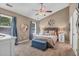 Cozy bedroom featuring neutral tones, a ceiling fan, and a comfy king size bed at 1287 Chatfield St, Mount Pleasant, SC 29464