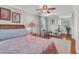 Bedroom with ceiling fan includes bedside table and a sunny window at 1521 Wren Ave, Mount Pleasant, SC 29464