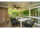 Inviting screened patio, complete with dining table, chairs, ceiling fan, and serene outdoor views at 1655 Pinckney Park Dr, Charleston, SC 29407