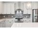 Modern kitchen with white cabinets, a decorative backsplash, and stainless steel appliances at 1671 Indy Dr, North Charleston, SC 29405