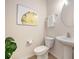 Stylish powder room with pedestal sink, floral print, and a leafy potted plant at 1723 Indaba Way, Charleston, SC 29414