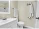 Clean bathroom with white fixtures, a vanity sink, and a shower/tub combo, offering a fresh and functional space at 1816 Mepkin Rd # B1, Charleston, SC 29407