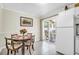 Eat-in kitchen with white cabinets, modern appliances, and a sliding door leading to a charming outdoor patio at 1816 Mepkin Rd # B1, Charleston, SC 29407