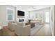 Cozy living room with large windows, a fireplace, modern furniture, and a relaxing ambiance at 190 Steepbrook Dr, Summerville, SC 29486