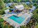 Aerial view showcases the pool, pavilion, and surrounding community homes, highlighting the neighborhood's layout and amenities at 2008 Welsh Pony Dr, Mount Pleasant, SC 29429