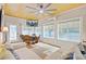 Comfortable sunroom with wood ceiling, large windows, ceiling fan, a TV, and plenty of sunlight at 2008 Welsh Pony Dr, Mount Pleasant, SC 29429