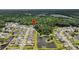 An aerial view of the home near a pond and green space in a charming neighborhood at 2109 Rowan Rd, Johns Island, SC 29455
