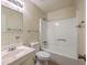 Traditional bathroom with vanity, toilet, and shower tub featuring ceramic tile walls and classic design at 2150 Spoleto Ln # H2, North Charleston, SC 29406