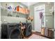 Modern laundry room features new washer, dryer, shelving, and stylish decor at 218 River Martin Ct, Summerville, SC 29483